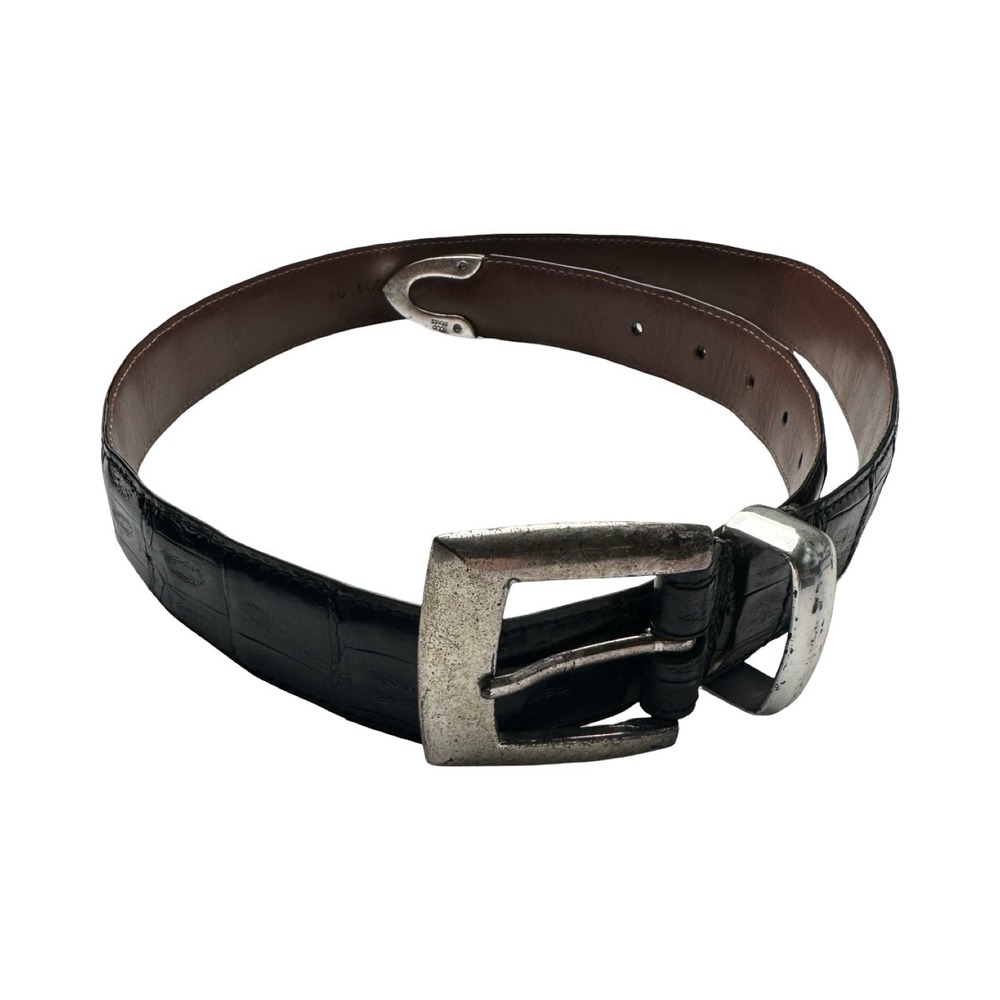 Bespoke Black Genuine Crocodile Mens 1.25 Inch Width Belt Size 34 NWOT USA